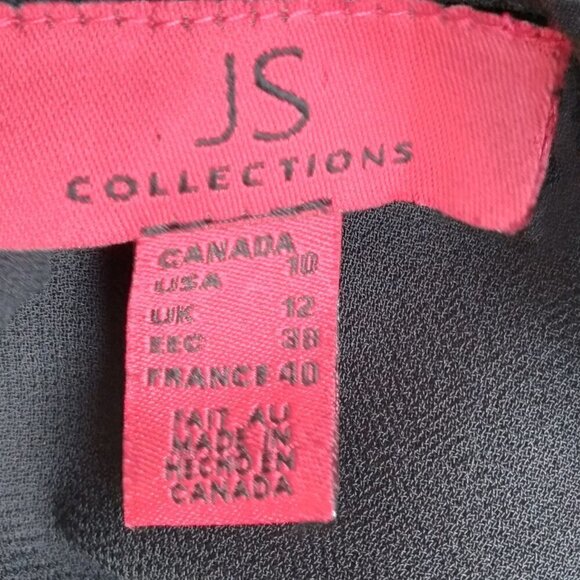 JS Collections  Black Straight Cut Semi Sheer 2 Paneled Maxi Skirt Sz 10 - Picture 4 of 7